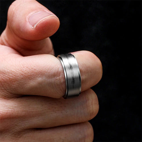 WOLFHA JEWELRY RINGS Keep Fucking Going Silver Stainless Steel Anxiety Spinner Ring Silver 6
