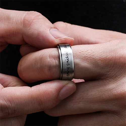 WOLFHA JEWELRY RINGS Keep Fucking Going Silver Stainless Steel Anxiety Spinner Ring Silver 7