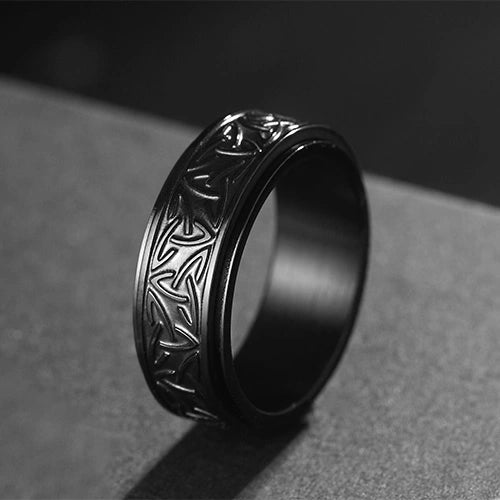 WOLFHA JEWELRY RINGS Nordic Celtic Knot Black Stainless Steel Spin Anxiety Ring Black 1