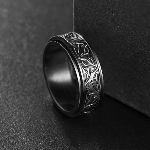 WOLFHA JEWELRY RINGS Nordic Celtic Knot Black Stainless Steel Spin Anxiety Ring Black 3
