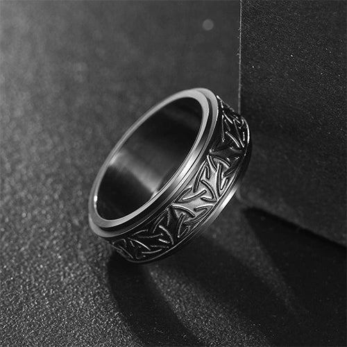 WOLFHA JEWELRY RINGS Nordic Celtic Knot Black Stainless Steel Spin Anxiety Ring Black 4