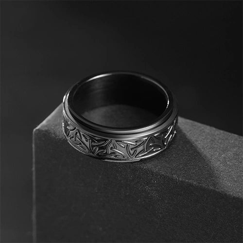 WOLFHA JEWELRY RINGS Nordic Celtic Knot Black Stainless Steel Spin Anxiety Ring Black 2