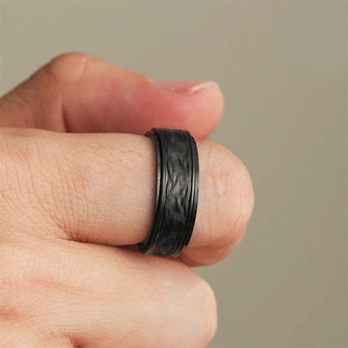 WOLFHA JEWELRY RINGS Nordic Celtic Knot Black Stainless Steel Spin Anxiety Ring Black 6