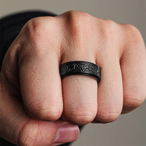 WOLFHA JEWELRY RINGS Nordic Celtic Knot Black Stainless Steel Spin Anxiety Ring Black 7