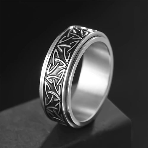 WOLFHA JEWELRY RINGS Nordic Celtic Knot Silver Stainless Steel Spin Anxiety Ring Silver 1