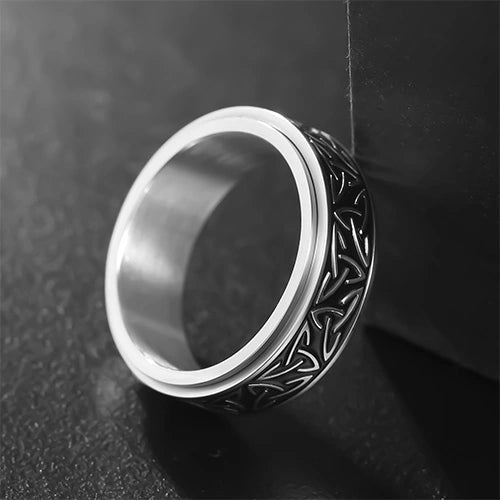 WOLFHA JEWELRY RINGS Nordic Celtic Knot Silver Stainless Steel Spin Anxiety Ring Silver 2