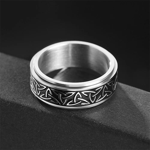 WOLFHA JEWELRY RINGS Nordic Celtic Knot Silver Stainless Steel Spin Anxiety Ring Silver 3