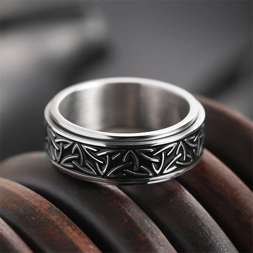 WOLFHA JEWELRY RINGS Nordic Celtic Knot Silver Stainless Steel Spin Anxiety Ring Silver 4