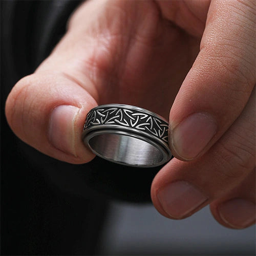 WOLFHA JEWELRY RINGS Nordic Celtic Knot Silver Stainless Steel Spin Anxiety Ring Silver 5
