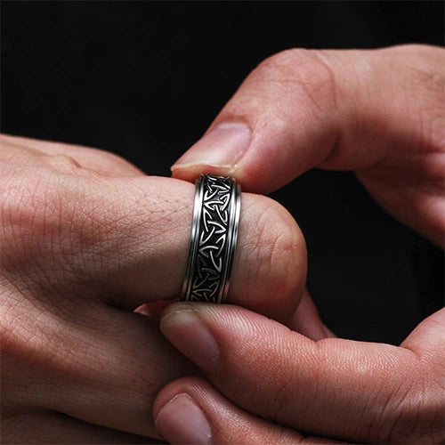 WOLFHA JEWELRY RINGS Nordic Celtic Knot Silver Stainless Steel Spin Anxiety Ring Silver 7