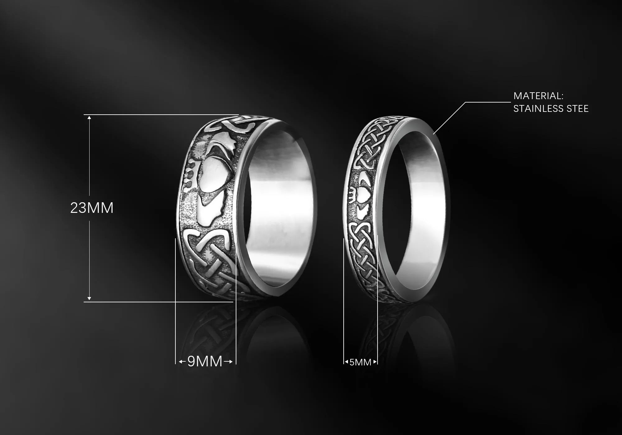 WOLFHA Nordic Viking Celtic Knot Stainless Steel Ring