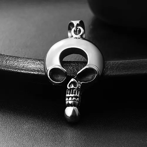 WOLFHA JEWELRY Question Mark Skull Stainless Steel Pendant 1