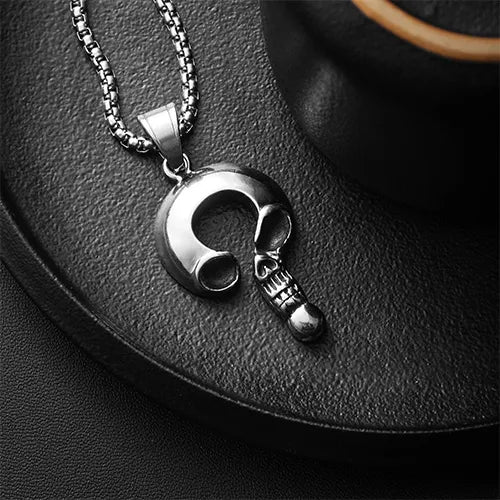 WOLFHA JEWELRY Question Mark Skull Stainless Steel Pendant 2