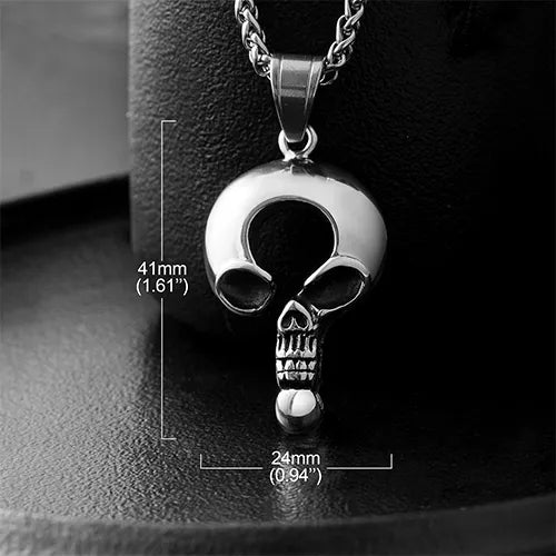 WOLFHA JEWELRY Question Mark Skull Stainless Steel Pendant 3
