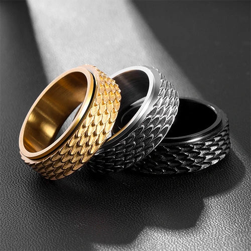 Wolfha Jewelry Retro Dragon Scale Spinner Anxiety Ring 2