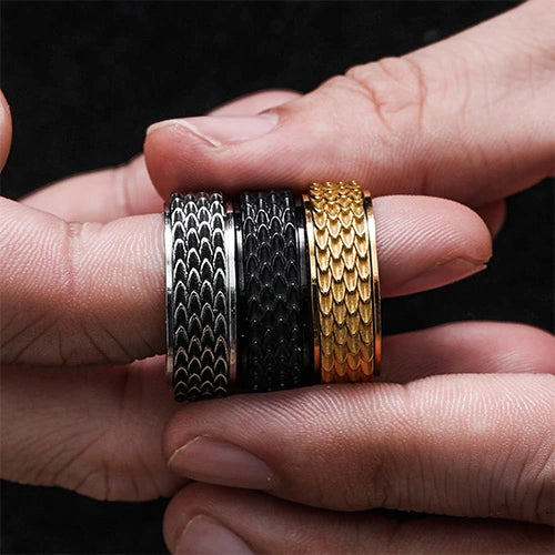 Wolfha Jewelry Retro Dragon Scale Spinner Anxiety Ring 8