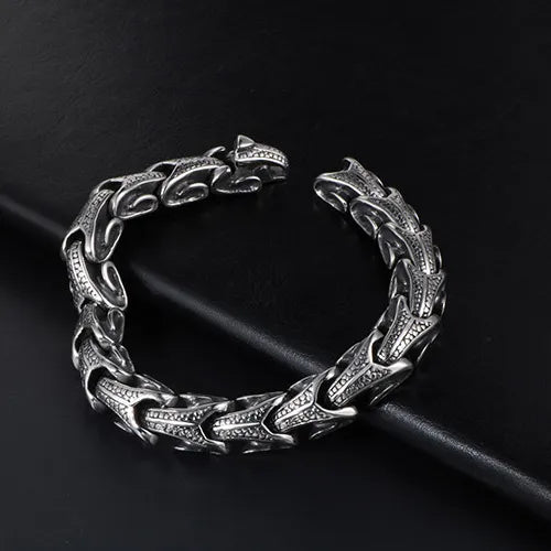 Retro Dragon Snake Bone Link Chain Bracelet 7