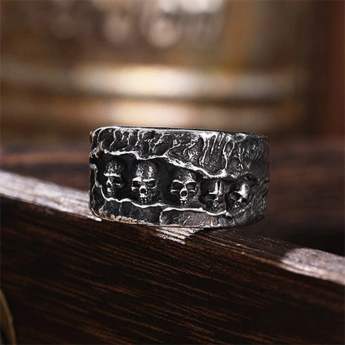 WOLFHA JEWELRY Retro Gothic Punk Style Skull Stainless Steel Ring 2