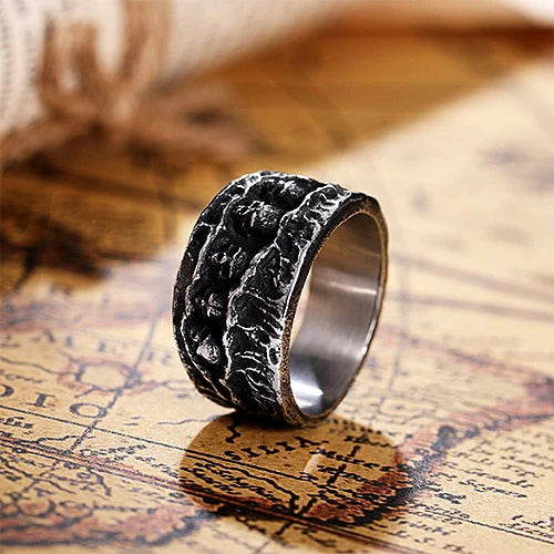 WOLFHA JEWELRY Retro Gothic Punk Style Skull Stainless Steel Ring 4
