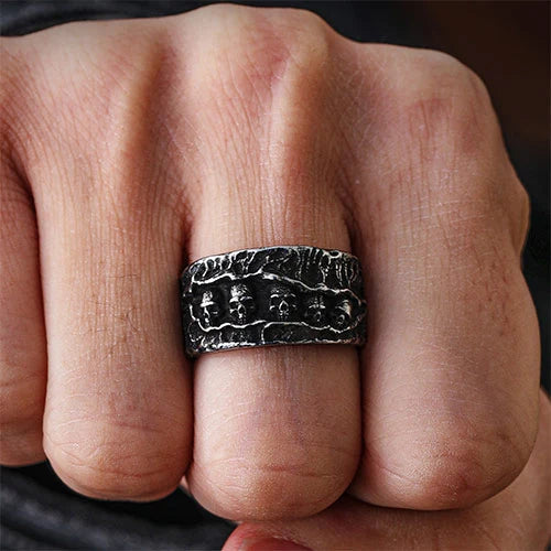 WOLFHA JEWELRY Retro Gothic Punk Style Skull Stainless Steel Ring 8