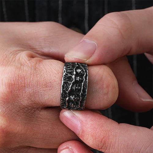WOLFHA JEWELRY Retro Gothic Punk Style Skull Stainless Steel Ring 9
