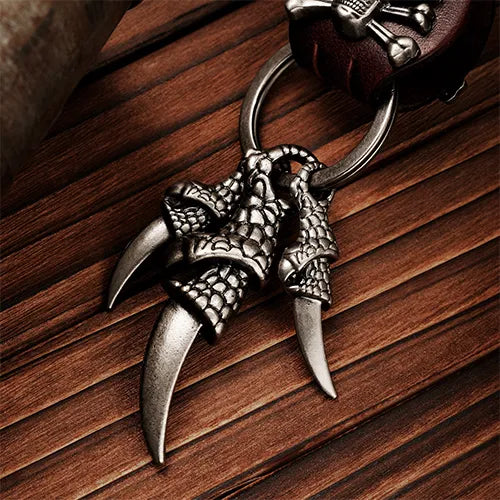 Wolfha Jewelry Retro Skull Eagle Claw Punk Leather Metal Keychain 4