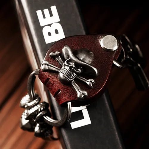 Retro Skull Eagle Claw Punk Leather Metal Keychain - Wolfha