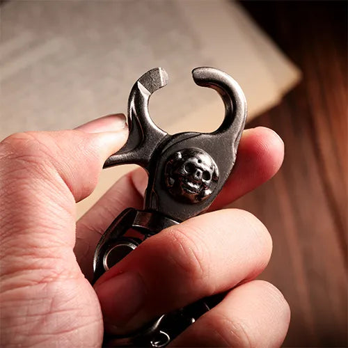 Retro Skull Eagle Claw Punk Leather Metal Keychain - Wolfha