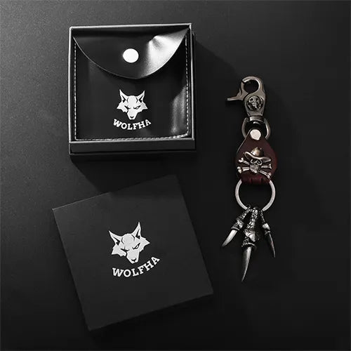 Wolfha Jewelry Retro Skull Eagle Claw Punk Leather Metal Keychain 6
