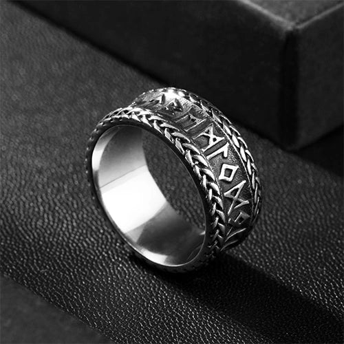 WOLFHA JEWELRY RINGS Retro Viking Rune Stainless Steel Ring Silver 4
