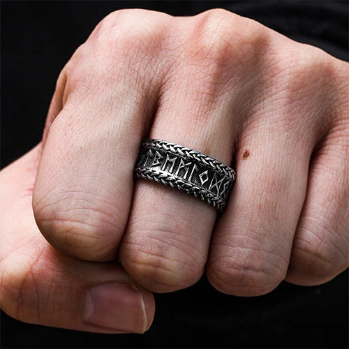 WOLFHA JEWELRY RINGS Retro Viking Rune Stainless Steel Ring Silver 5