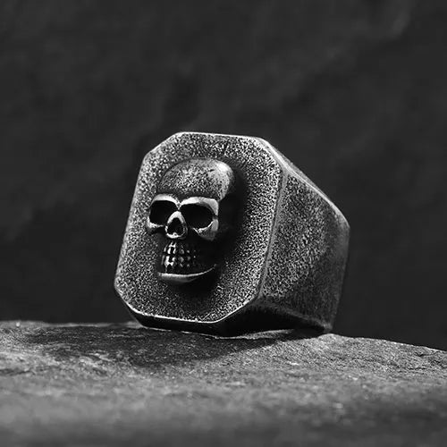 WOLFHA JEWELRY RINGS Thick Unique Stainless Steel Skull Ring Sliver 2