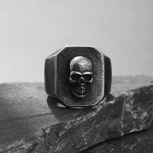 WOLFHA JEWELRY RINGS Thick Unique Stainless Steel Skull Ring Sliver 1