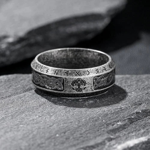 WOLFHA JEWELRY RINGS Tree of Life with Rune Stainless Steel Viking Ring Silver 5