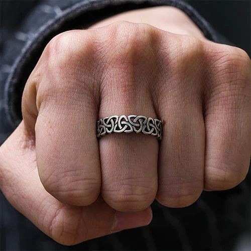 WOLFHA JEWELRY Triangle Celtic Knot Stainless Steel Ring 11