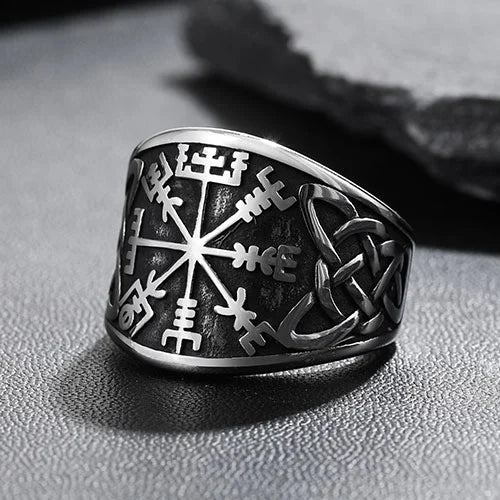 WOLFHA JEWELRY Viking Celtic Knot Compass Stainless Steel Ring 1