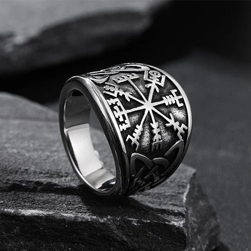 WOLFHA JEWELRY Viking Celtic Knot Compass Stainless Steel Ring 3