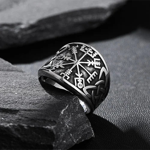 WOLFHA JEWELRY Viking Celtic Knot Compass Stainless Steel Ring 4