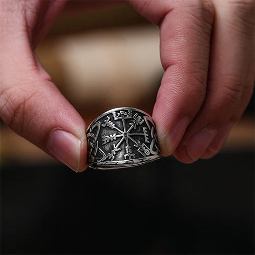 WOLFHA JEWELRY Viking Celtic Knot Compass Stainless Steel Ring 2