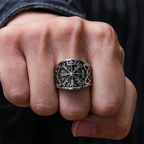 WOLFHA JEWELRY Viking Celtic Knot Compass Stainless Steel Ring 5