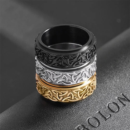 Viking Celtic Knot Stainless Steel Spinner Ring WOLFHA
