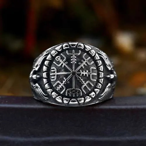 WOLFHA JEWELRY Viking Double Eagle Compass Stainless Steel Ring 5