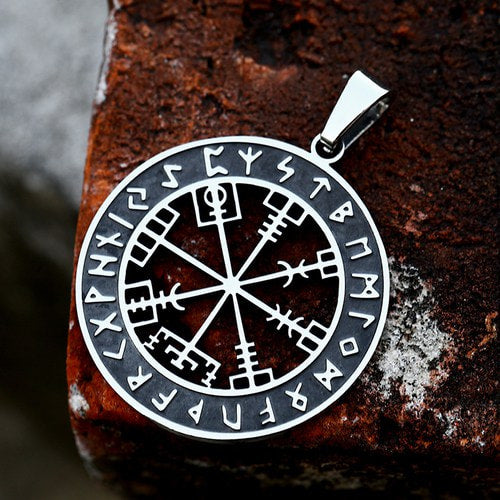 WOLFHA JEWELRY Viking Odin Rune Compass Pendant Necklace 2