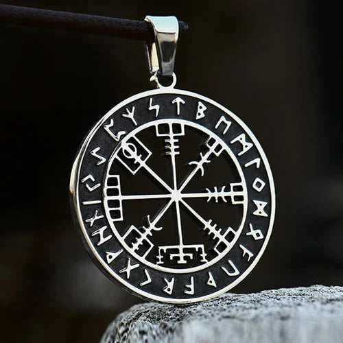 WOLFHA JEWELRY Viking Odin Rune Compass Pendant Necklace  1