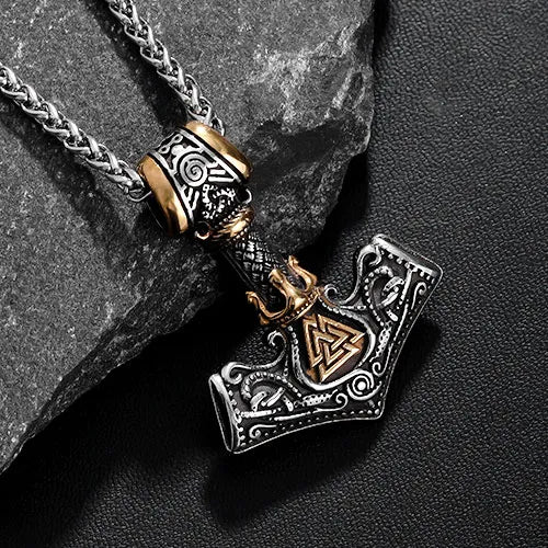WOLFHA JEWELRY Viking Power Thor's Hammer Stainless Steel Pendant Silver 2