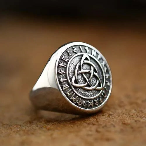 WOLFHA JEWELRY Viking Rune Celtic Knot Stainless Steel Ring 4