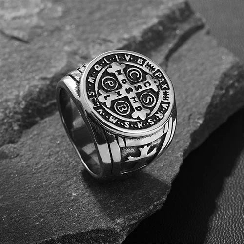 WOLFHA JEWELRY RINGS Vintage CSPB Silver Stainless Steel Cross Ring Silver 2