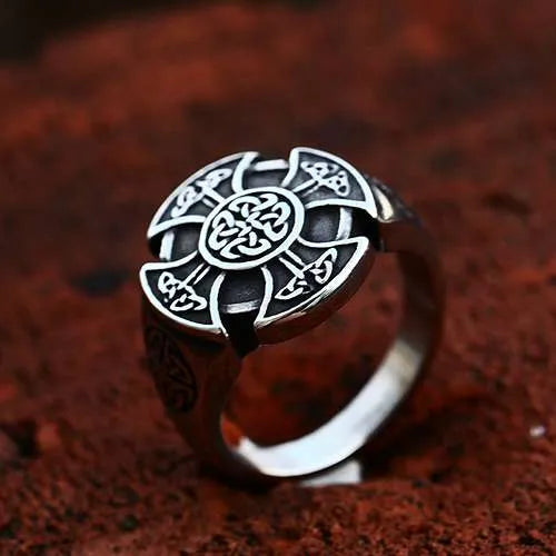 WOLFHA JEWELRY Vintage Celtic Knot Cross Stainless Steel Ring 2