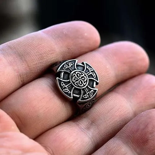 WOLFHA JEWELRY Vintage Celtic Knot Cross Stainless Steel Ring 4