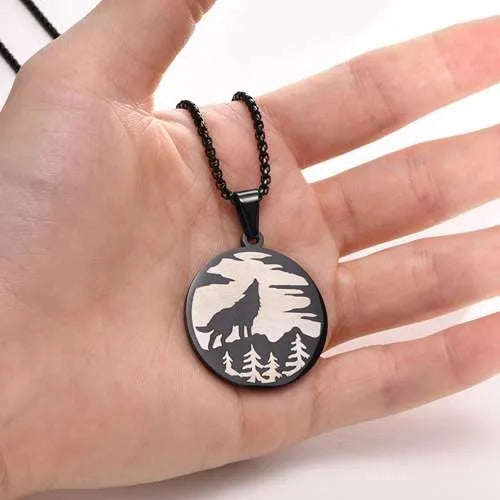 WOLFHA JEWELRY Vintage Coyote Forest Stainless Steel Pendant 4